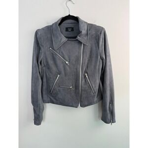 VICI Faux Suede Moto Jacket Gray Asymmetrical Zip Pockets Women's Medium